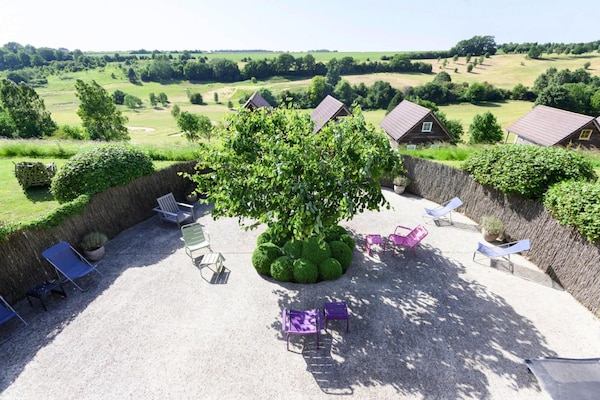 Foto van Houten Chalet bij Somme Baai Abbeville - Vakantiehuis in Grand-Laviers - TerraceBalcony